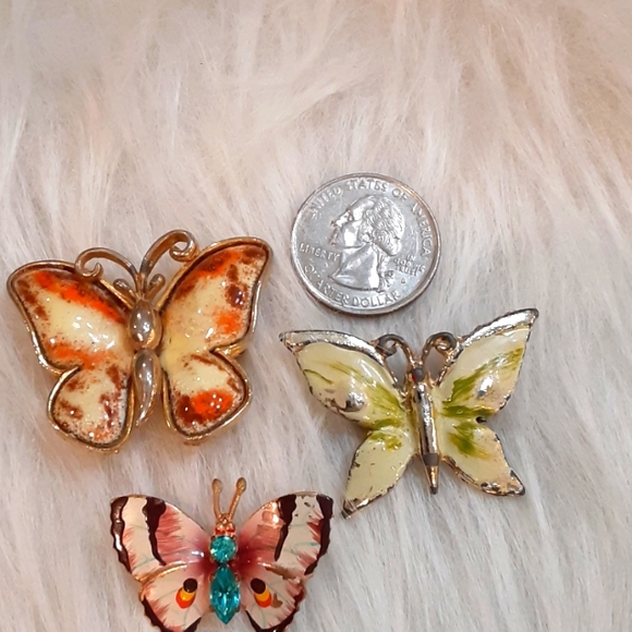 Vintage 3 PC Butterfly Brooches $4.99 Shipping - Picture 8 of 8